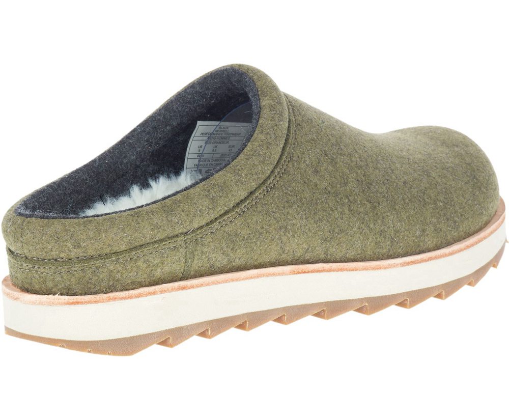Merrell Slip Ons Olive - Juno Clog Wool - Mens 53SGFTPAX